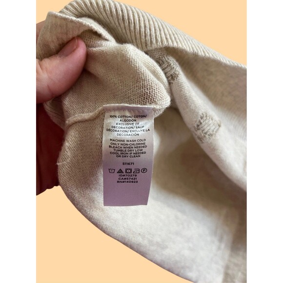 LOFT Holiday Kissing Reindeer Hearts 100% Cotton Lightweight Sweater Winter M - Picture 7 of 7